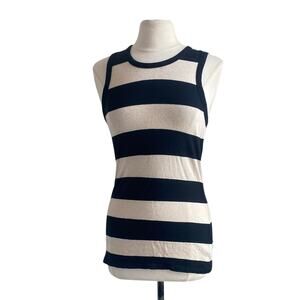 JAMES PERSE Striped Tank Womens Sz Medium Black Cream Rugby Stripe Linen Blend